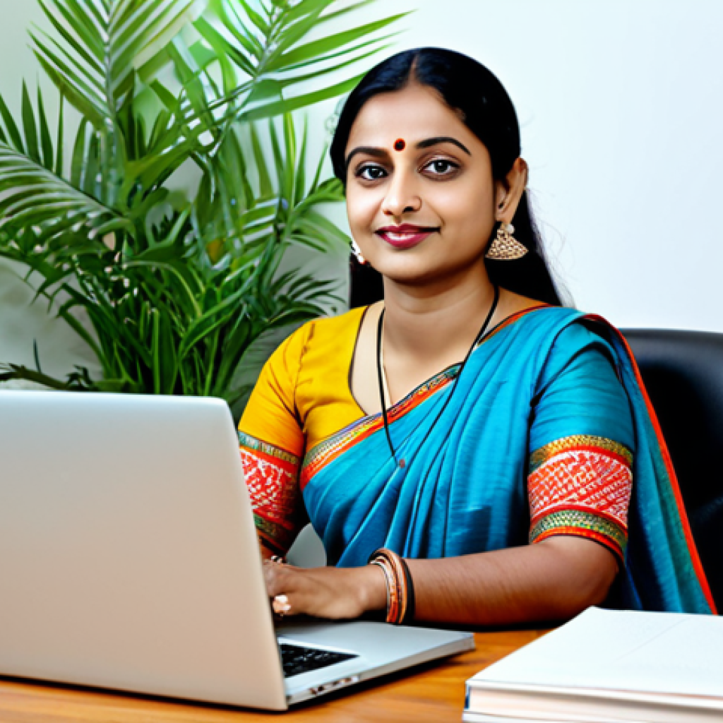 **

A professional Bengali woman in a modest, colorful saree, sitting at a modern desk with a laptop. The background shows a bright, airy office with plants and bookshelves. Fully clothed, appropriate attire, safe for work, perfect anatomy, natural proportions, professional. Family-friendly, showcasing Bengali culture in a positive light.

**