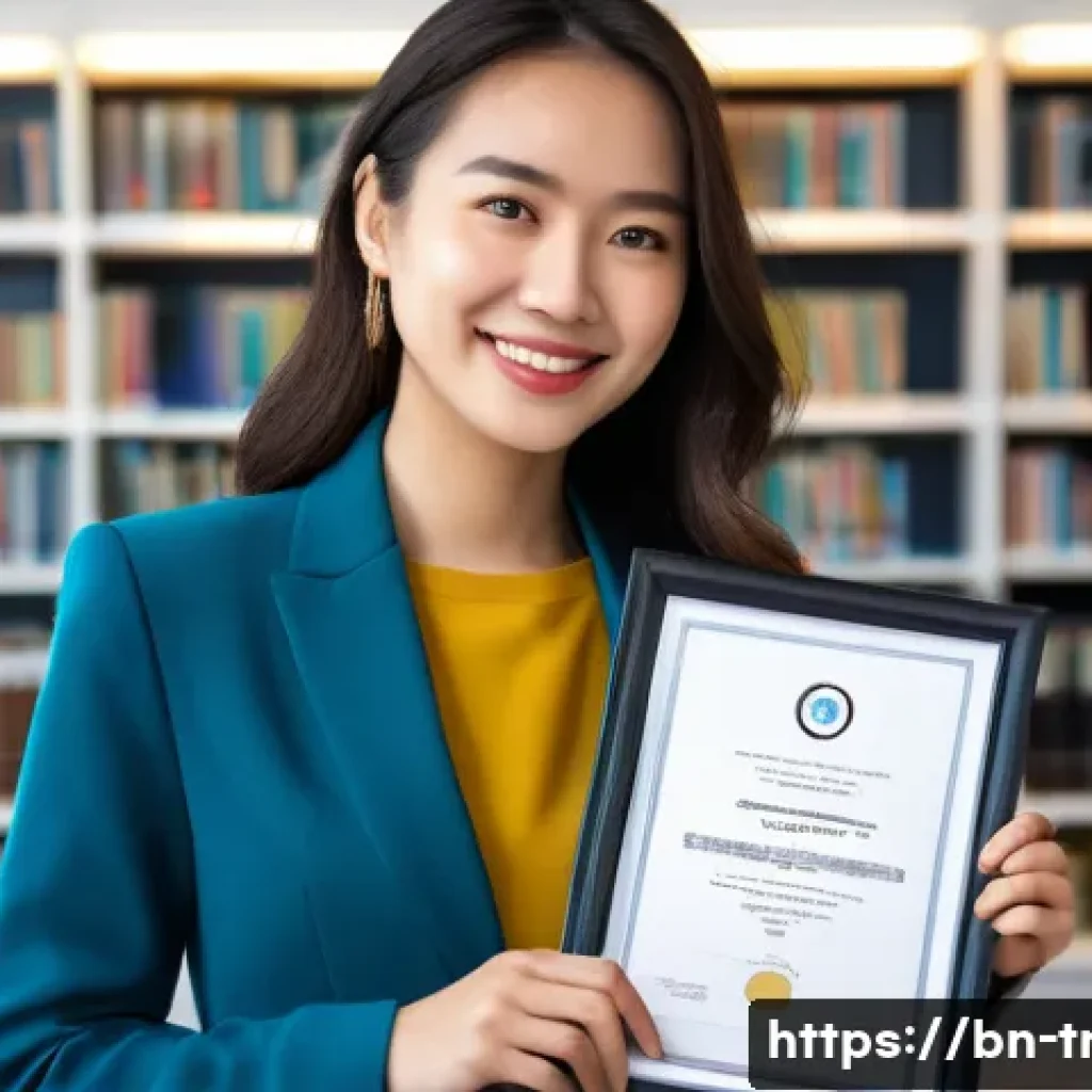 통역사 자격증 취득 후 진로 - **Prompt 1: Translator's Achievement**
    "A vibrant, professional photograph of a confident young ...